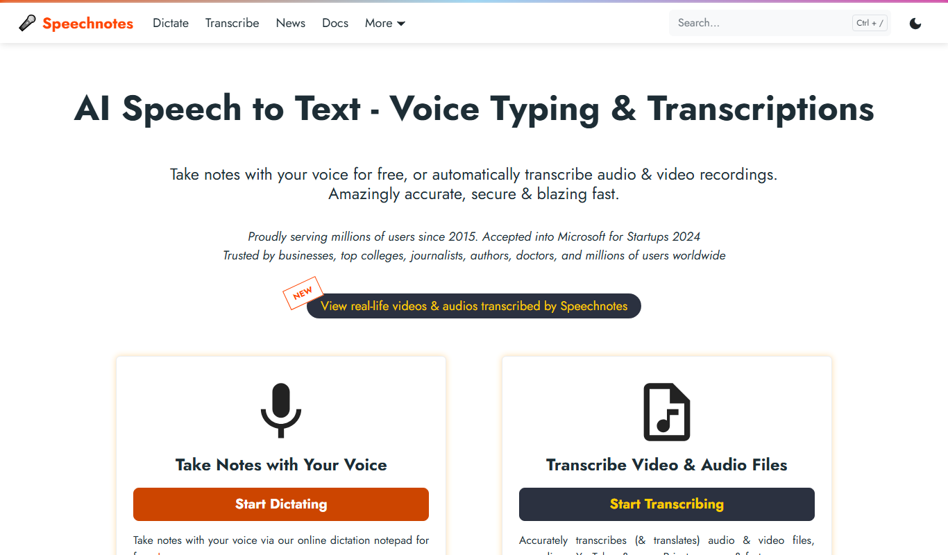 Speechnotes app screenshot