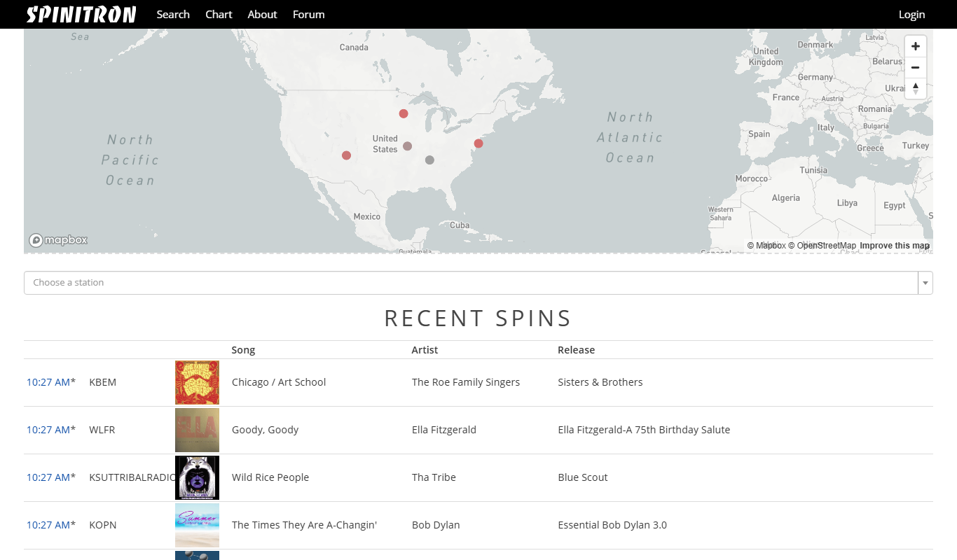 Spinitron app screenshot