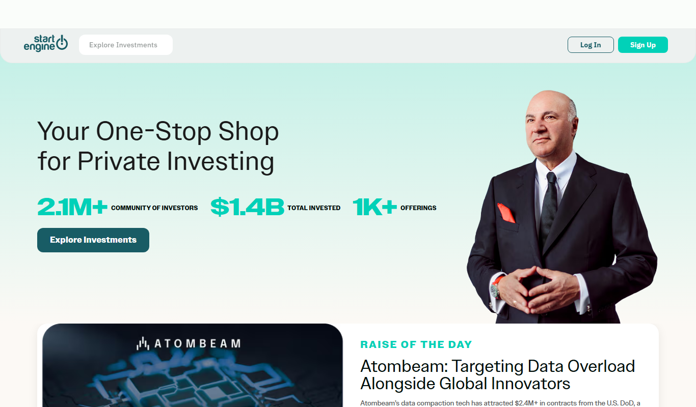 StartEngine screenshot featuring the product interface, navigation, and essential tools