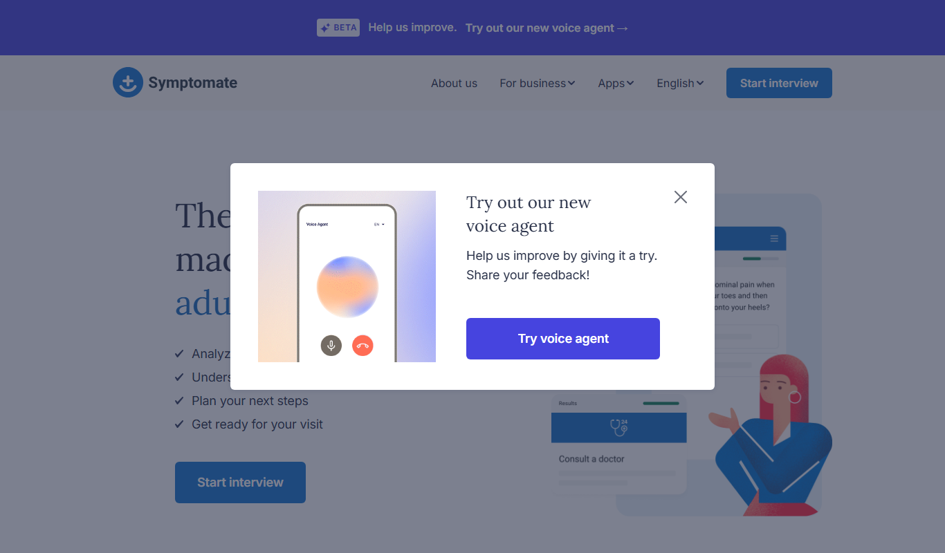 Symptomate app screenshot