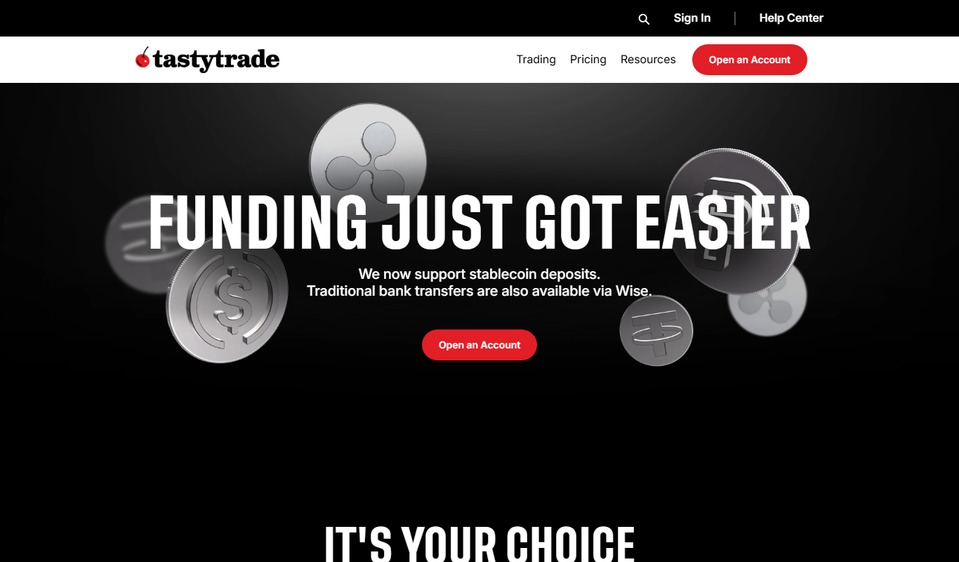 Screenshot of the Tastyworks interface
