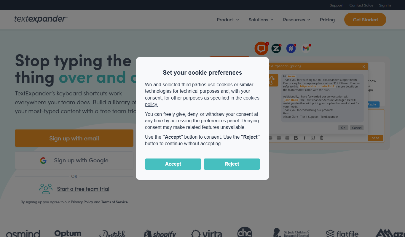 TextExpander app screenshot