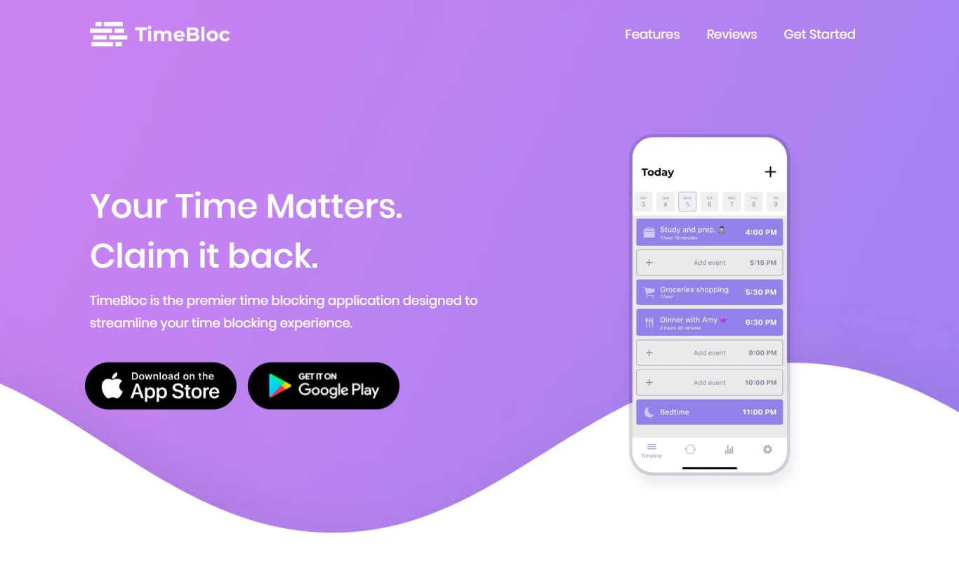 TimeBloc app screenshot