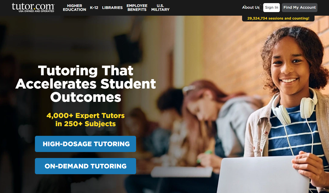 Tutor.com app screenshot