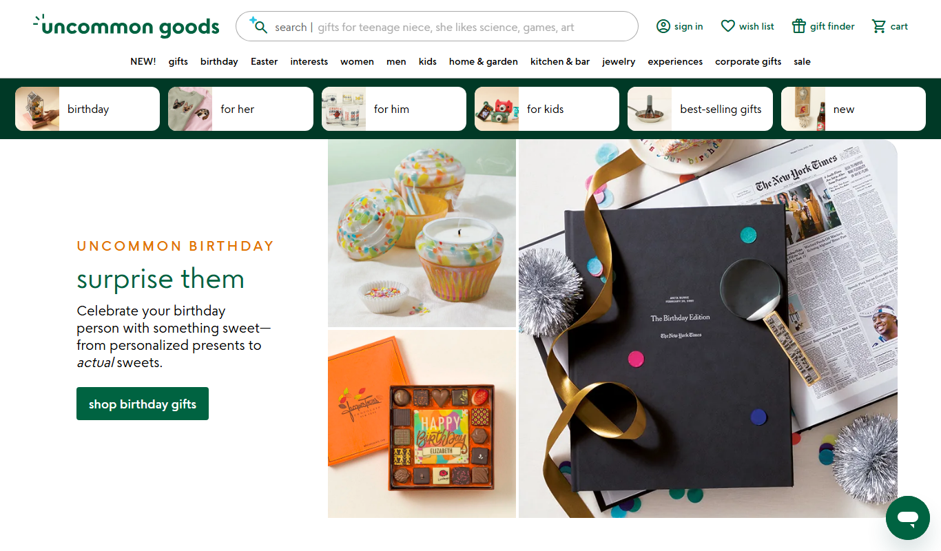 Uncommon Goods Gift Guide app screenshot