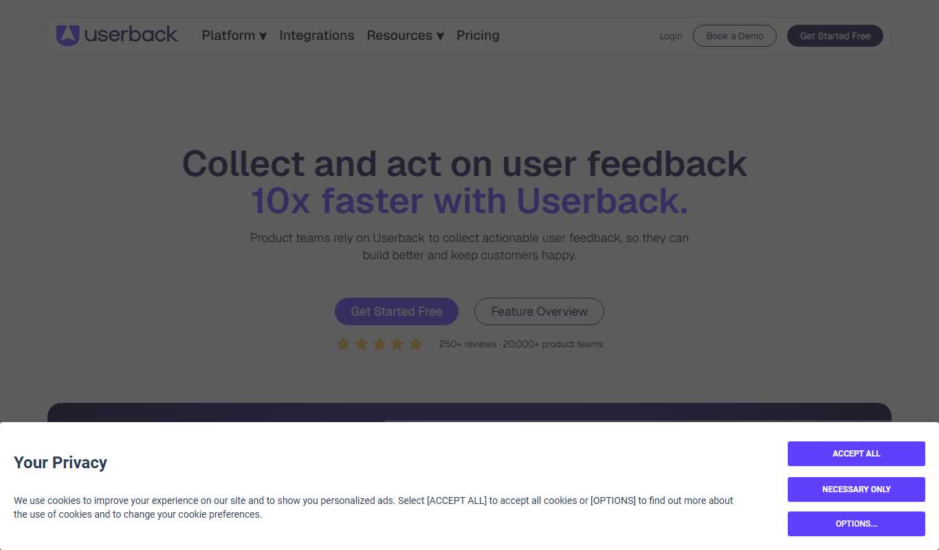 Userback app screenshot