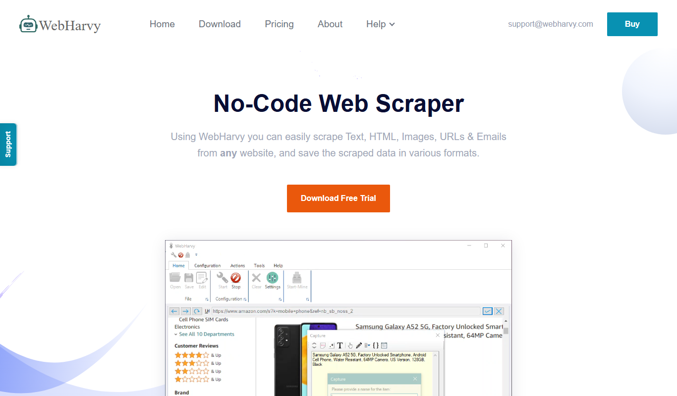 WebHarvy app screenshot