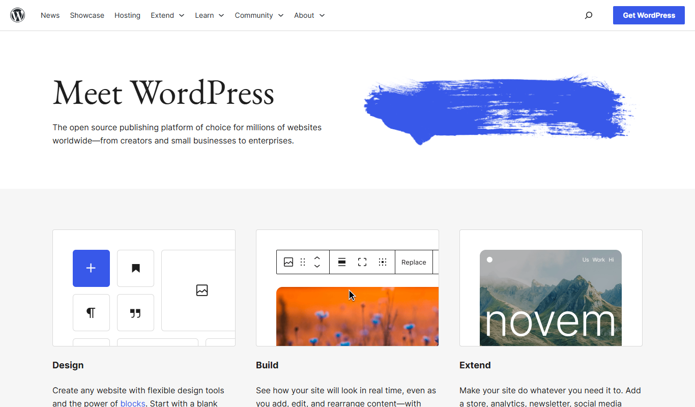 Screenshot of WordPress content management system interface