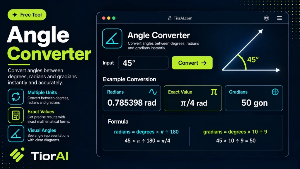Angle Converter free online tool by TiorAI - interface preview