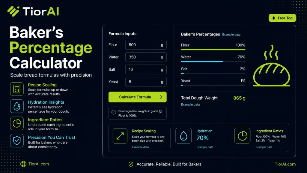 Baker's Percentage Calculator free online tool by TiorAI - interface preview