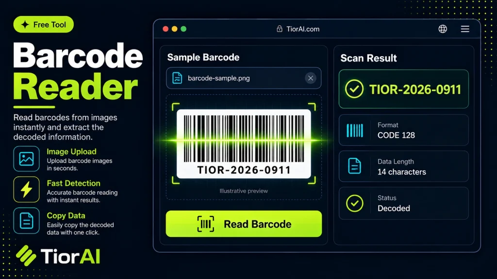 Barcode Reader free online tool by TiorAI - interface preview
