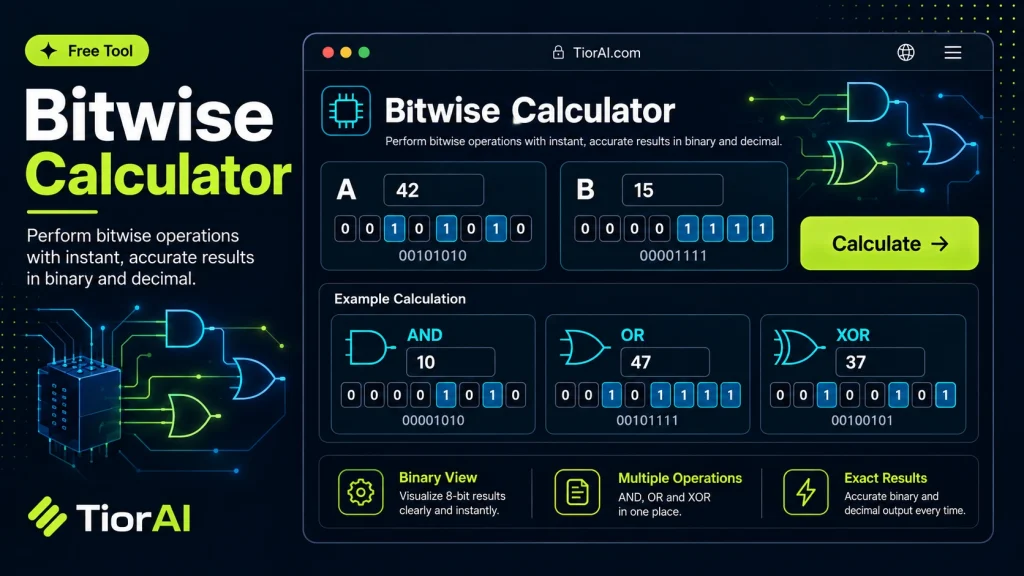 Bitwise Calculator free online tool by TiorAI - interface preview