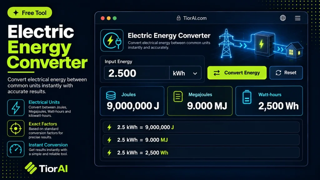 Electric Energy Converter free online tool by TiorAI - interface preview