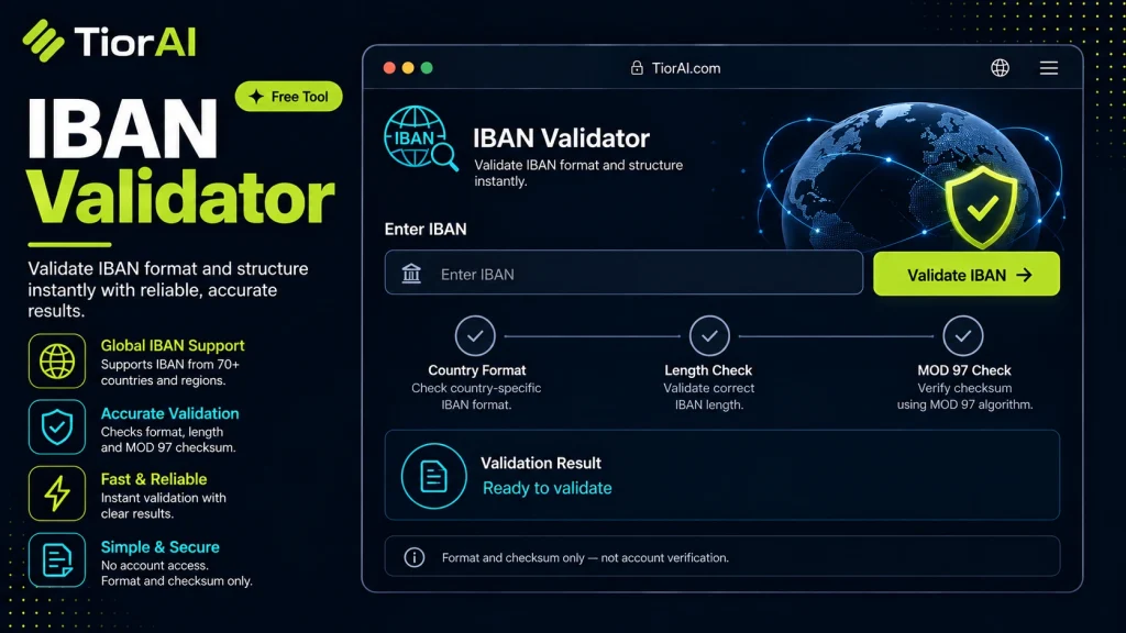 IBAN Validator free online tool by TiorAI - interface preview