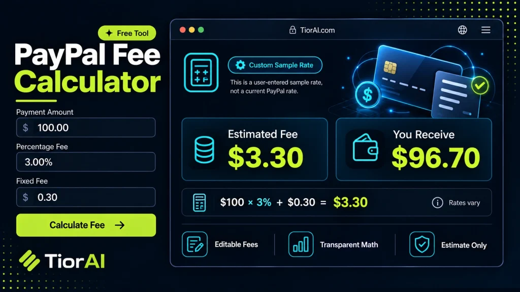 PayPal Fee Calculator free online tool by TiorAI - interface preview