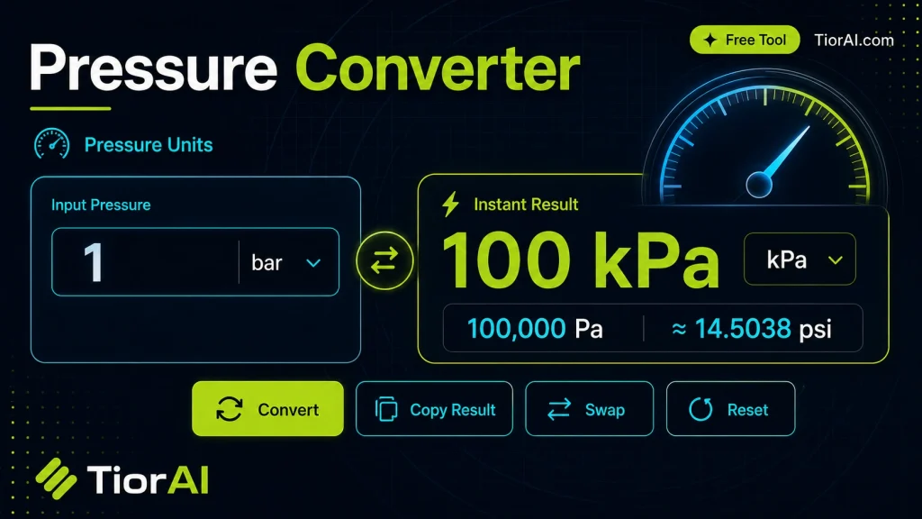 Pressure Converter free online tool by TiorAI - interface preview