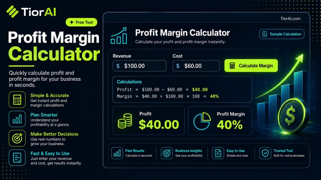 Profit Margin Calculator free online tool by TiorAI - interface preview