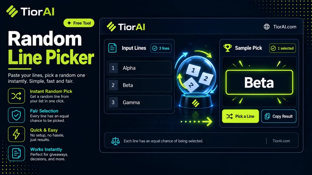 Random Line Picker free online tool by TiorAI - interface preview