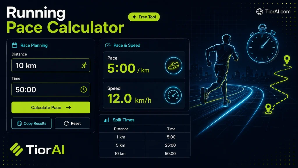 Running Pace Calculator free online tool by TiorAI - interface preview