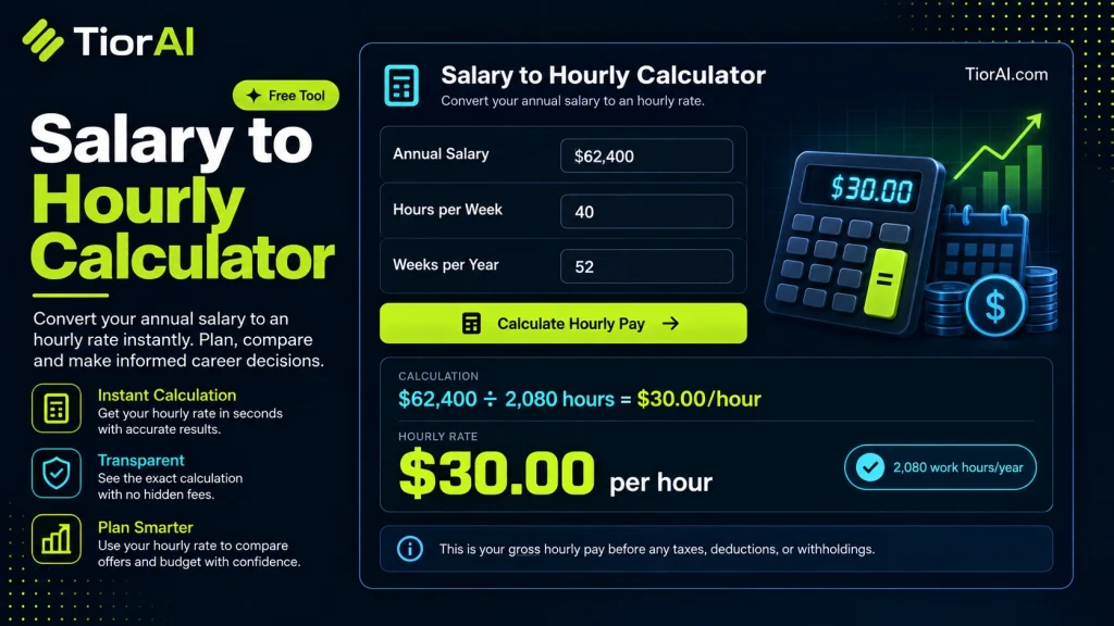Salary to Hourly Calculator free online tool by TiorAI - interface preview