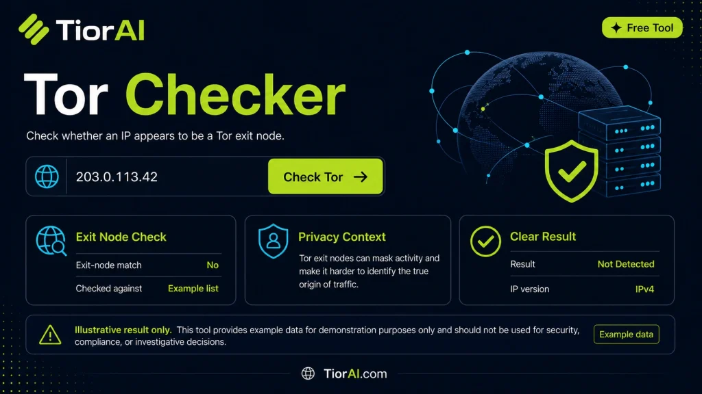 Tor Checker free online tool by TiorAI - interface preview