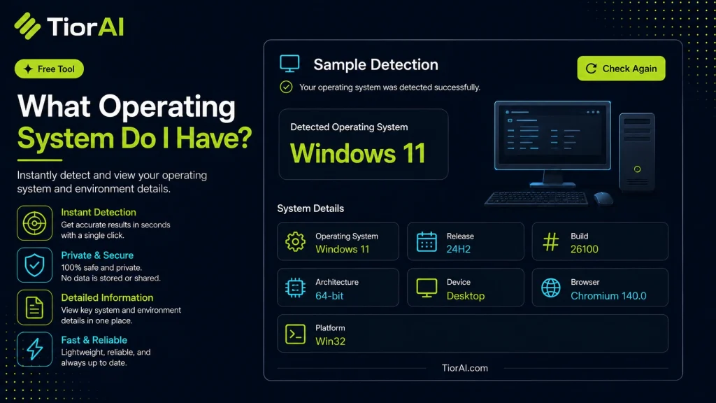 What Operating System Do I Have free online tool by TiorAI - interface preview