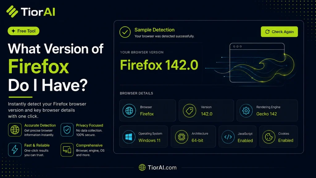 What Version of Firefox Do I Have free online tool by TiorAI - interface preview