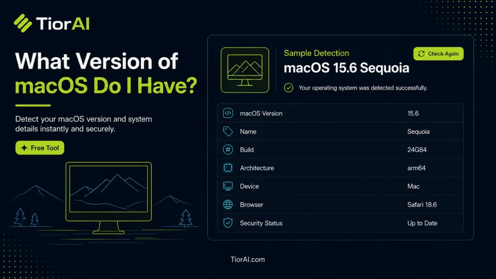 What Version of macOS Do I Have free online tool by TiorAI - interface preview