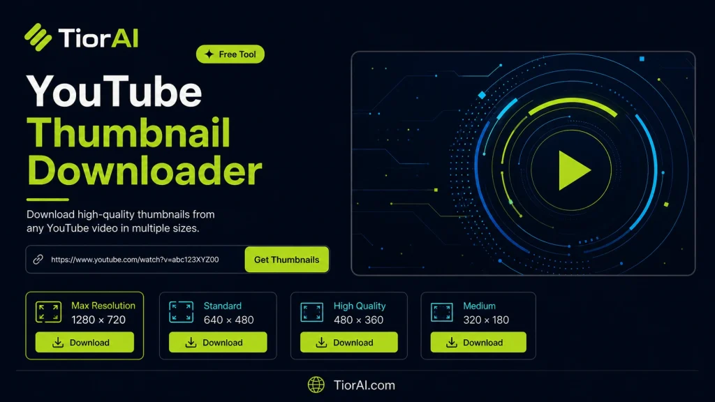 YouTube Thumbnail Downloader free online tool by TiorAI - interface preview